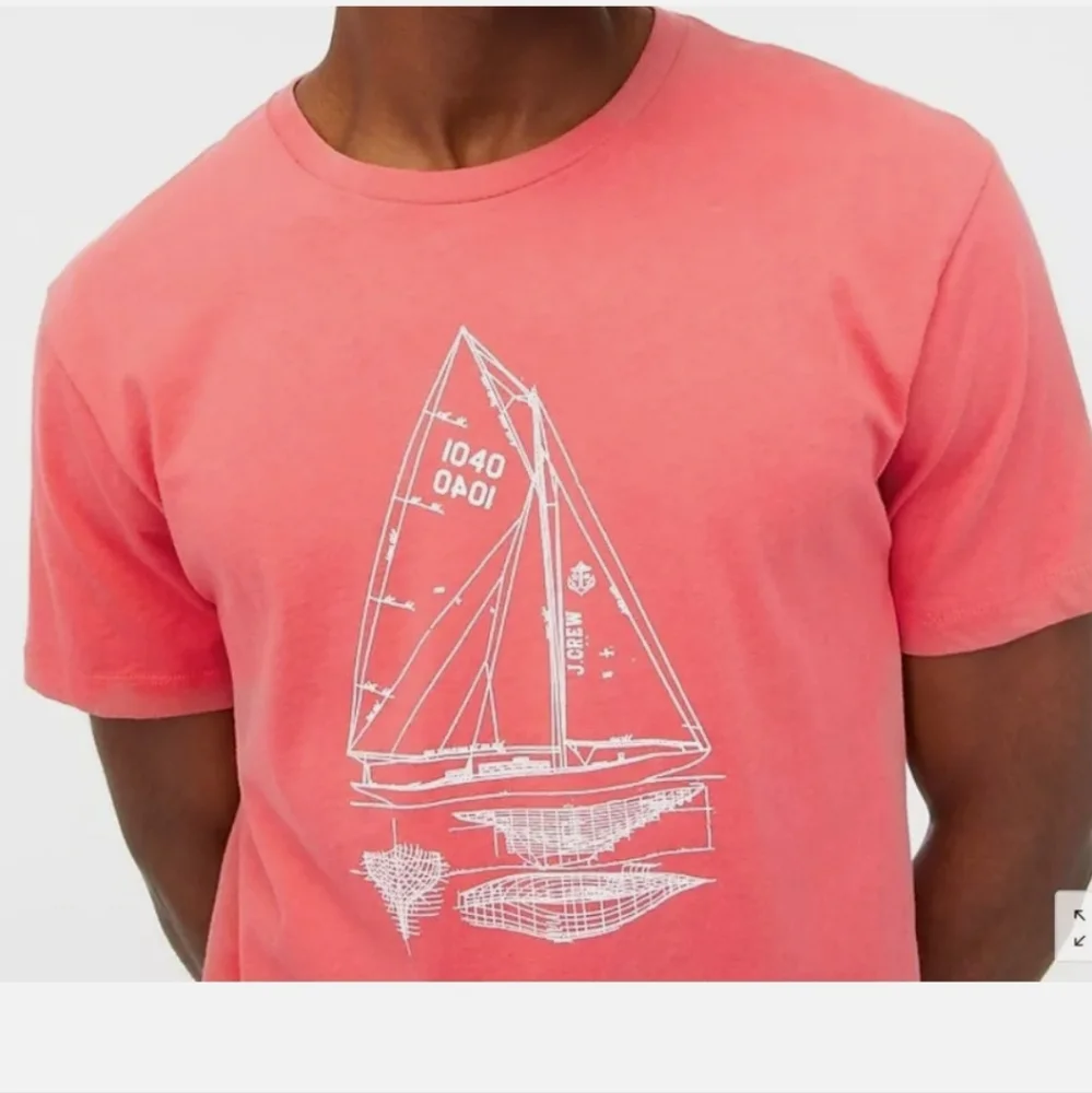 J.CREW SAILBOAT GRAPHICS SOFT WASHED MEN'S TEE SHIRT XXL 47-49 RED BNWT SO